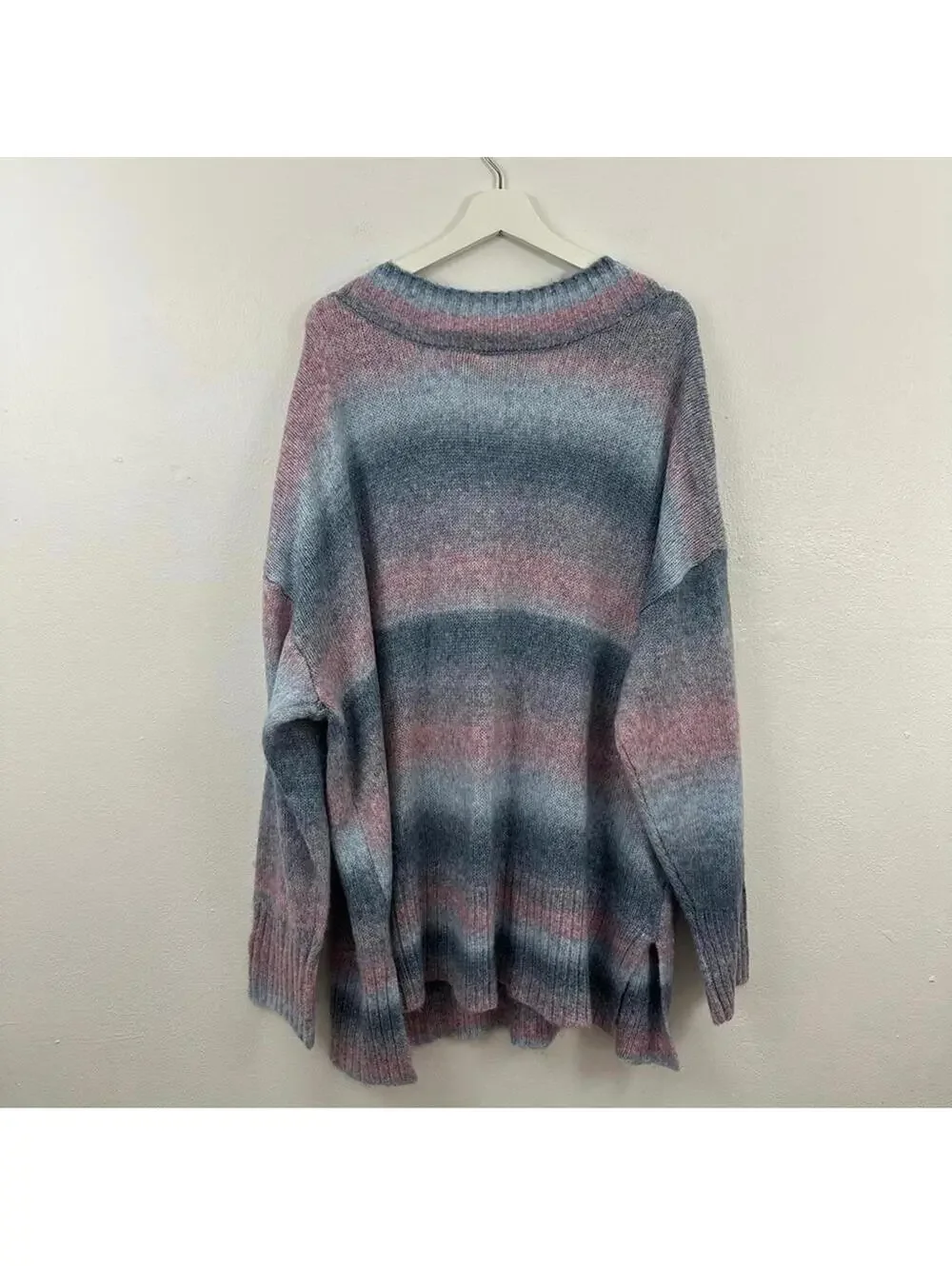 A.N.A Women’s V-Neck Striped Sweater Size 2X